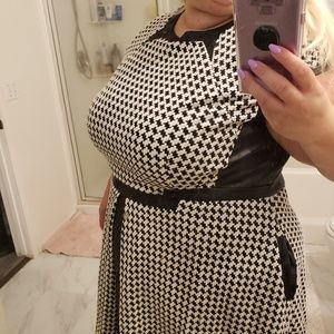 Dresses - Houndstooth & faux leather dress Dresses - Houndstooth & faux leather dress